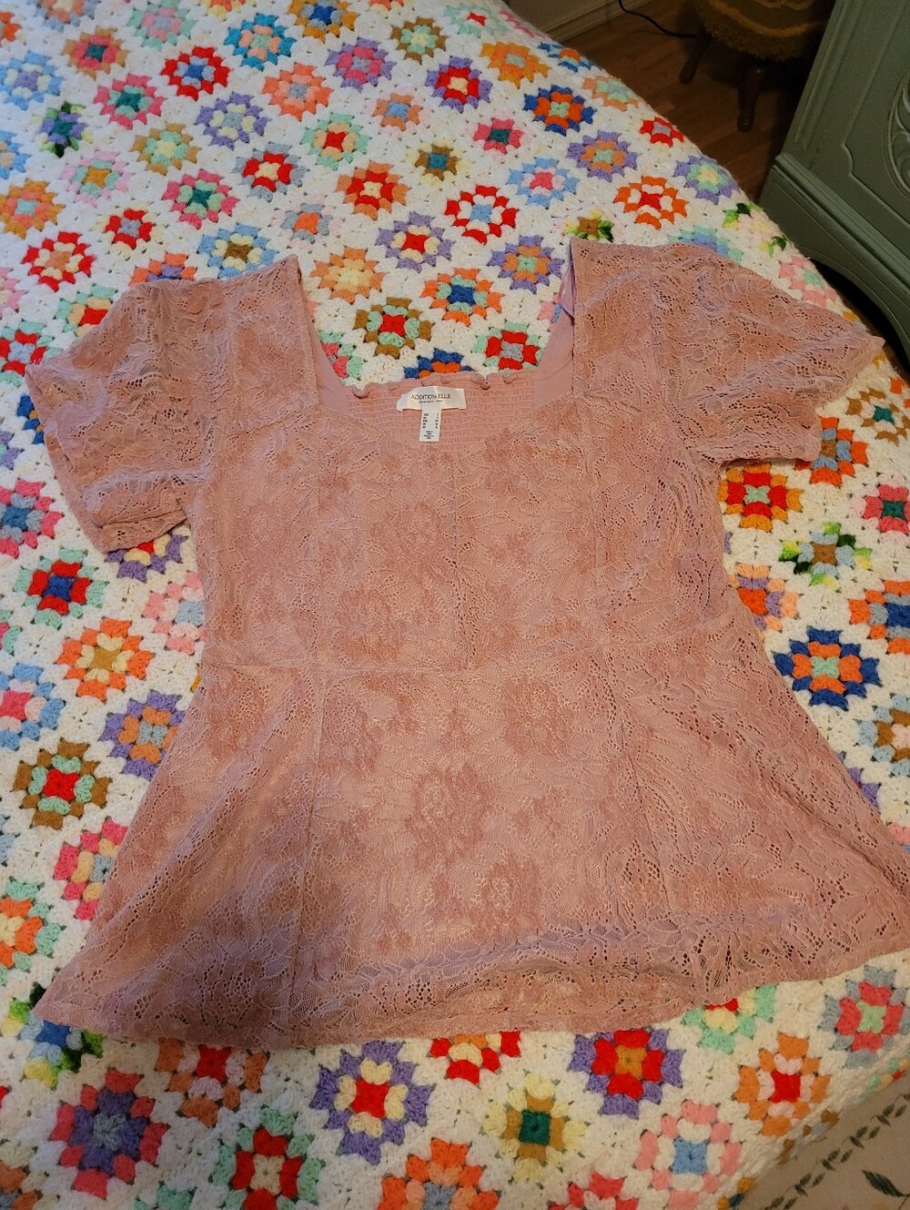 Addition Elle Dusty Rose Lace Peplum Blouse
